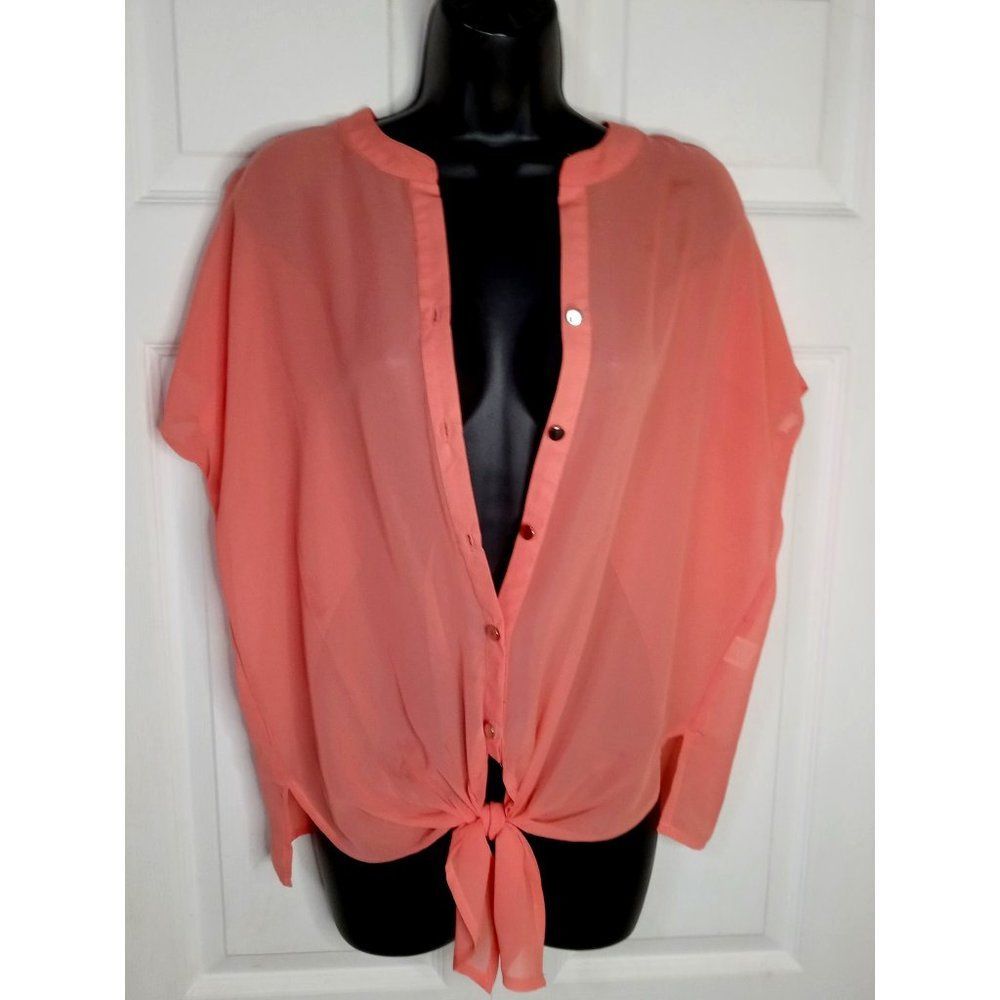 NOTATIONS CORAL SHEER BLOUSE PETITE MEDIUM
